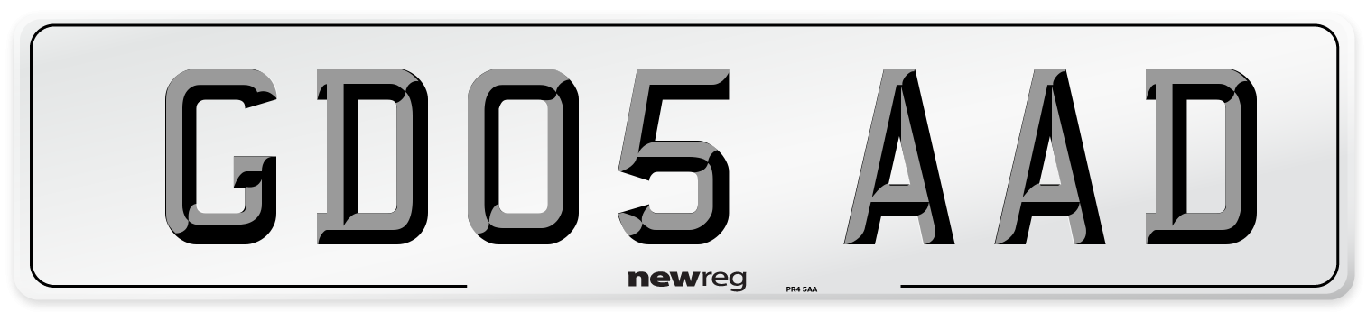 GD05 AAD Number Plate from New Reg